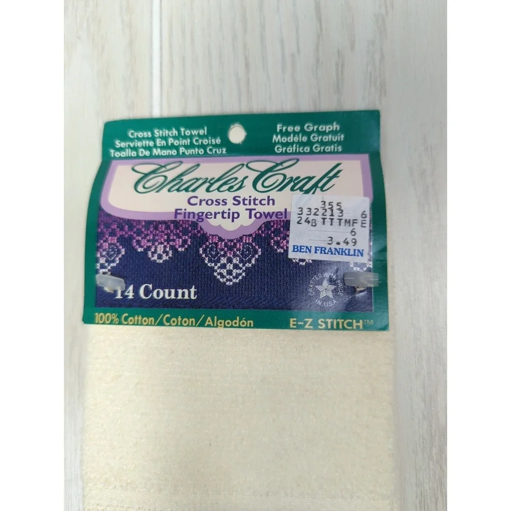 Charles Craft Cross‎ Stitch blank fingertip towel cream new older